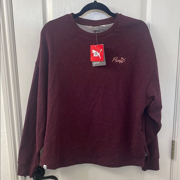 Puma Sweaters - Puma Burgundy Crew Neck Sweater Cozy Knit Pullover